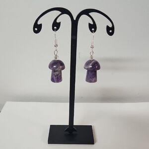 Mushroom Amethyst Silver Earrings